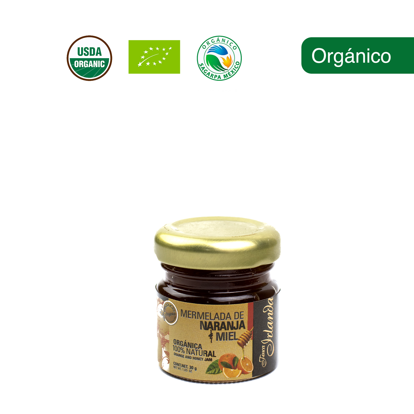 Mermelada de Naranja y Miel Orgánica Finca Irlanda 30G..