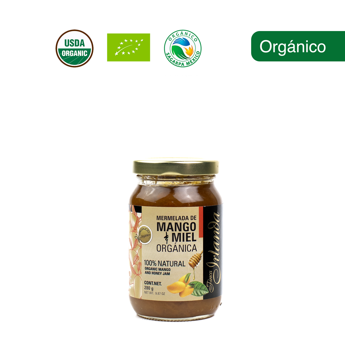 Mermelada de Mango y Miel Orgánica Finca Irlanda 280G.