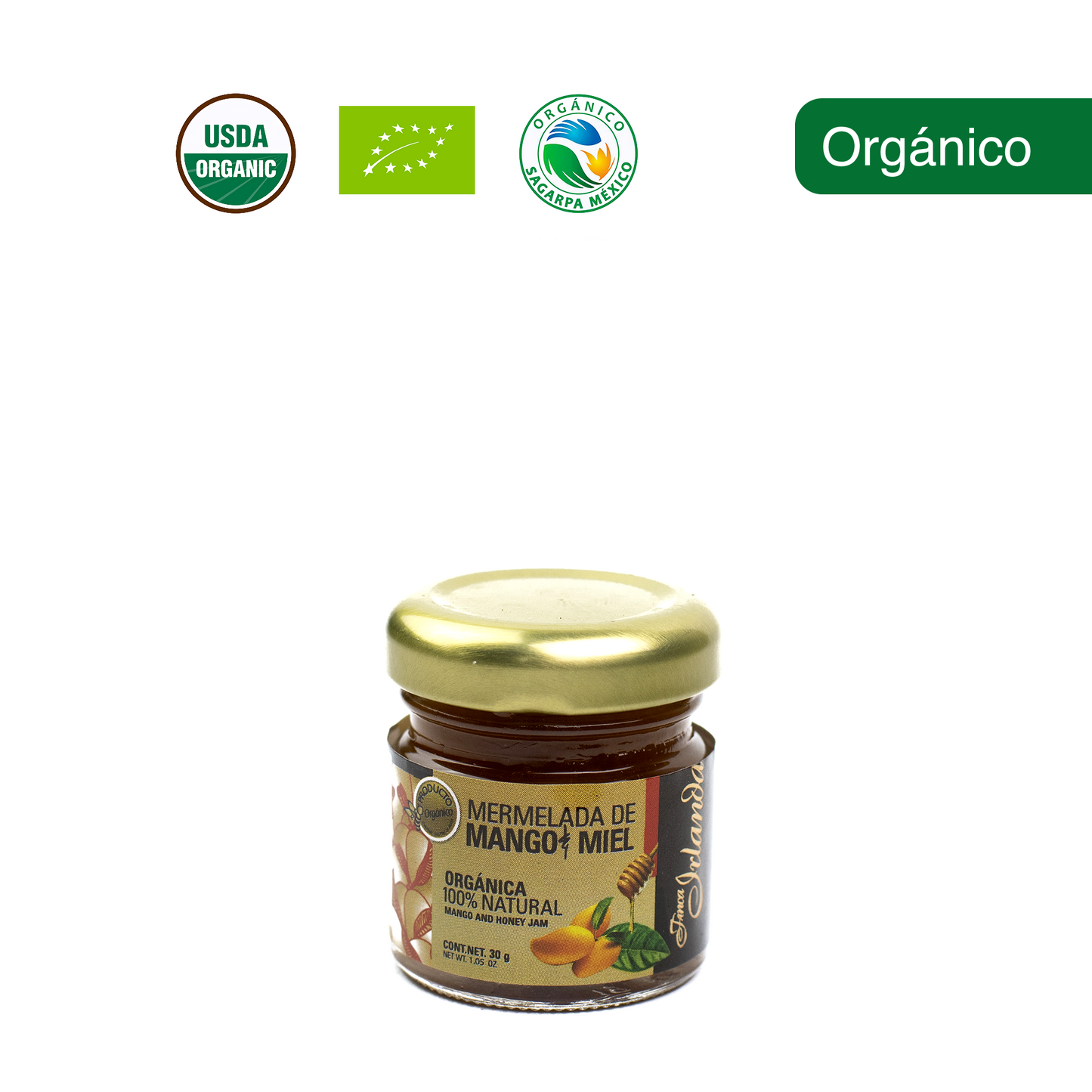 Mermelada de Mango y Miel Orgánica Finca Irlanda 30G.