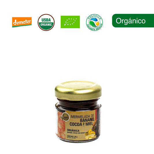 Mermelada de Banana, Cacao y Miel Orgánica Finca Irlanda 30G.