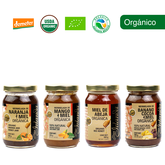 Kit de Mermeladas y Miel Orgánicas Finca Irlanda 280G.