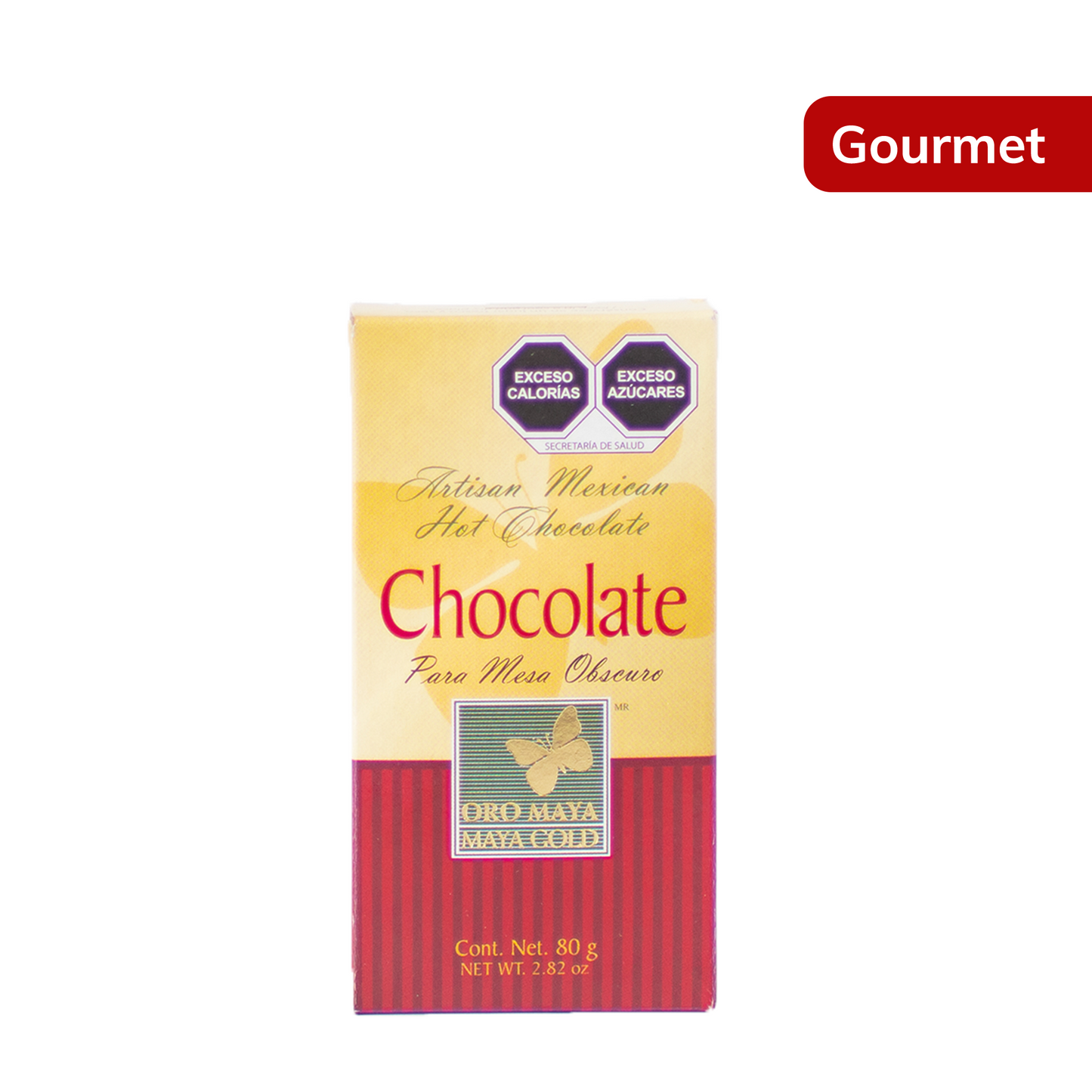 Chocolate Artesanal para mesa obscuro Oro Maya 80G.