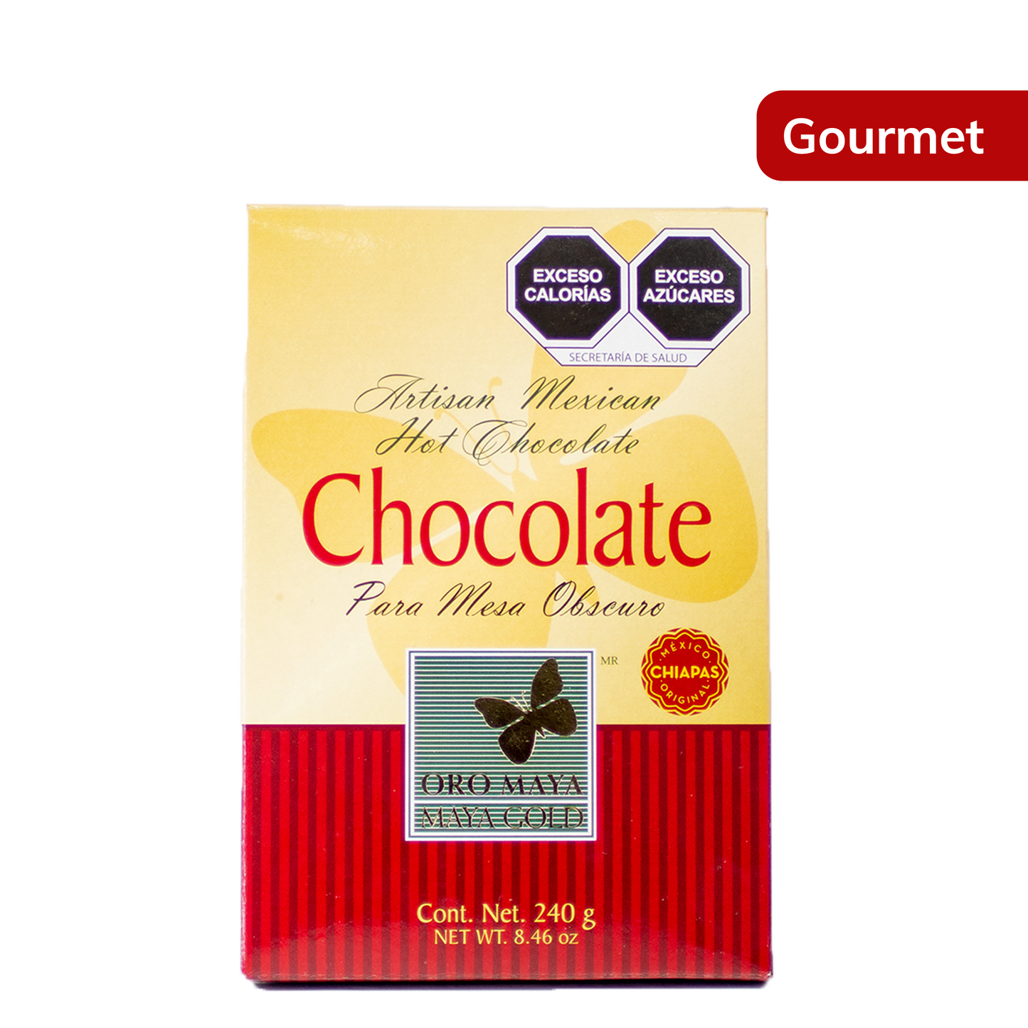 Chocolate Artesanal para mesa obscuro Oro Maya 240G.