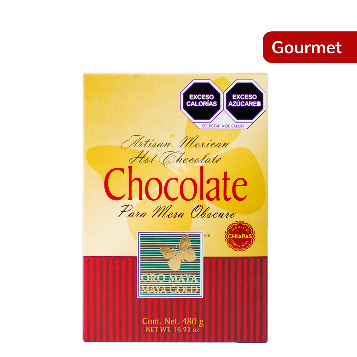 Chocolate Artesanal para mesa obscuro Oro Maya 480G.