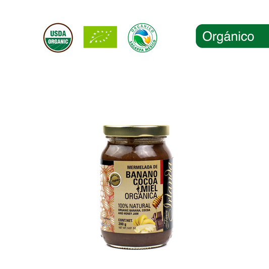 Mermelada de Banana, Cacao y Miel Orgánica Finca Irlanda 280G.
