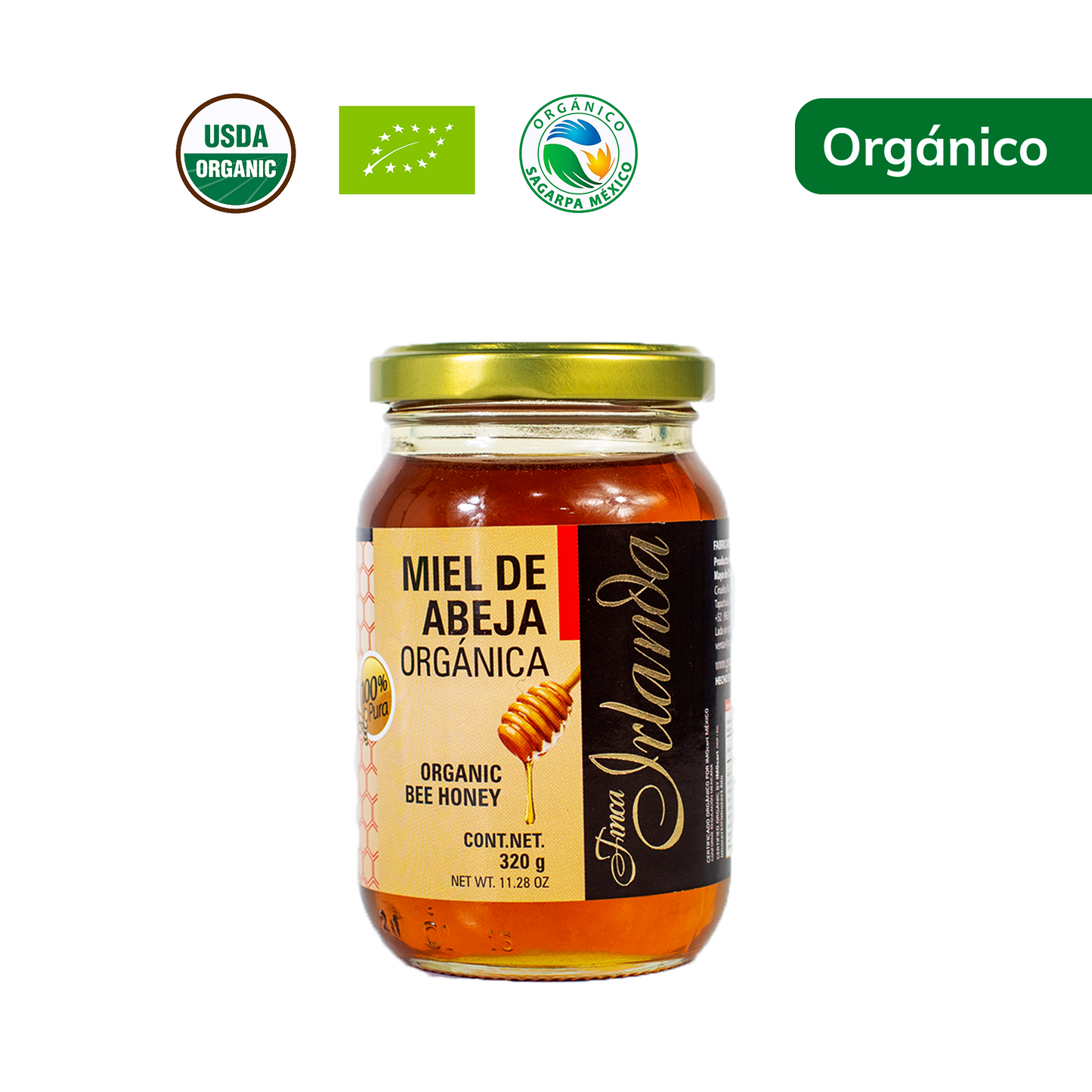 Miel de Abeja Orgánica Finca Irlanda 320G.